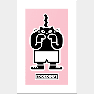 The Boxing Cat - (with stroke) Posters and Art